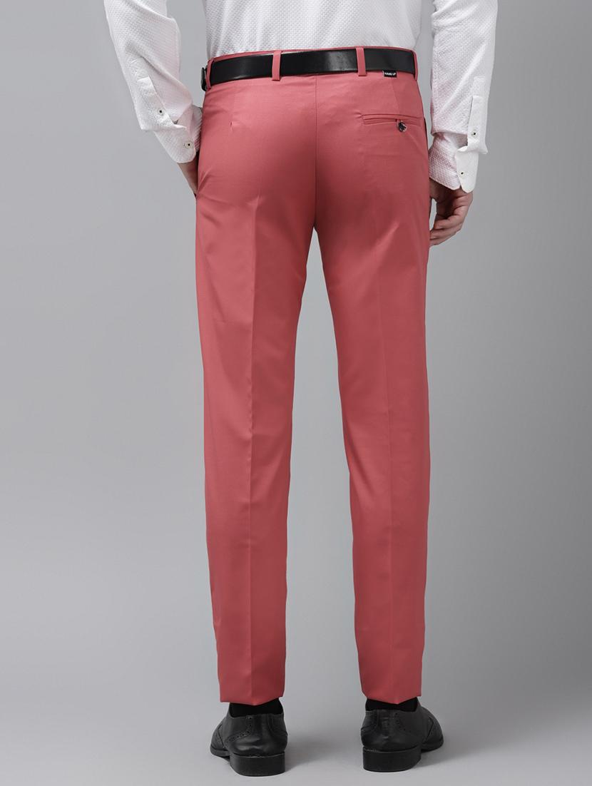red solid casual trouser - 18377247 - Standard Image - 2