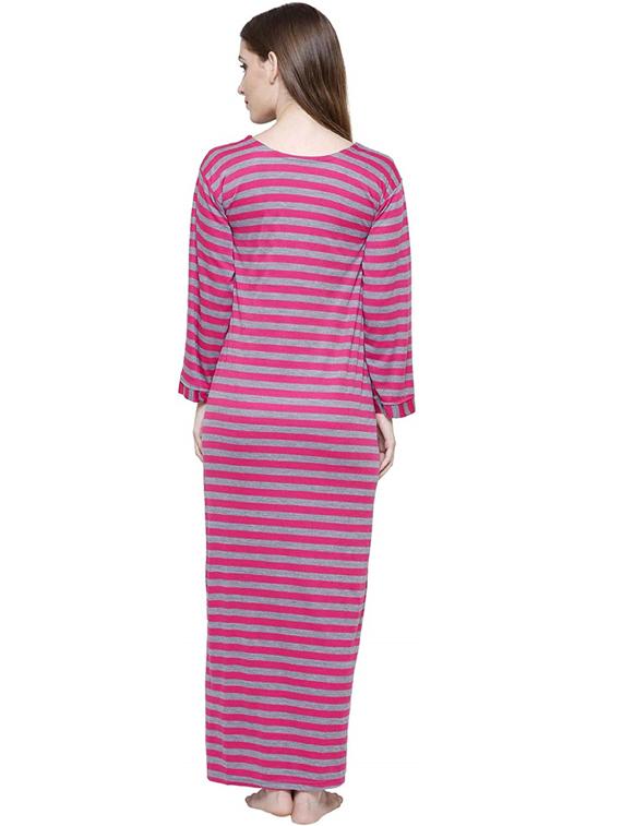 square neck striped nighty - 18377356 - Standard Image - 2