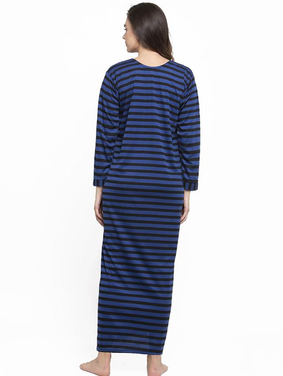 round neck striped nighty - 18377395 - Standard Image - 2
