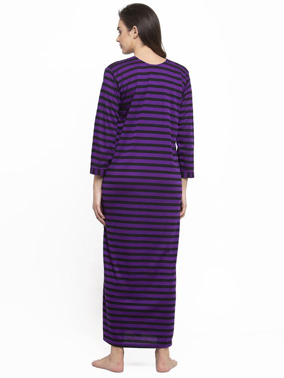 round neck striped nighty - 18377396 - Standard Image - 2