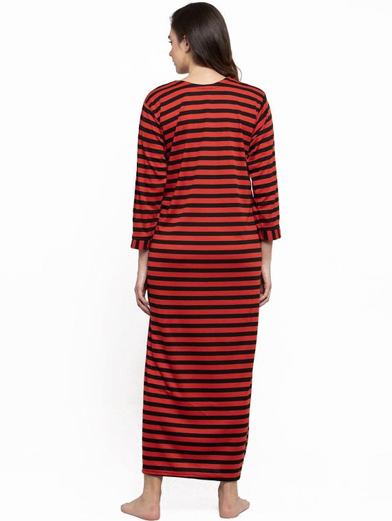 round neck striped nighty - 18377397 - Standard Image - 2