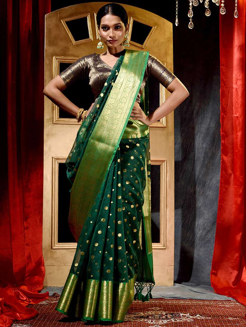 self designed woven saree with blouse