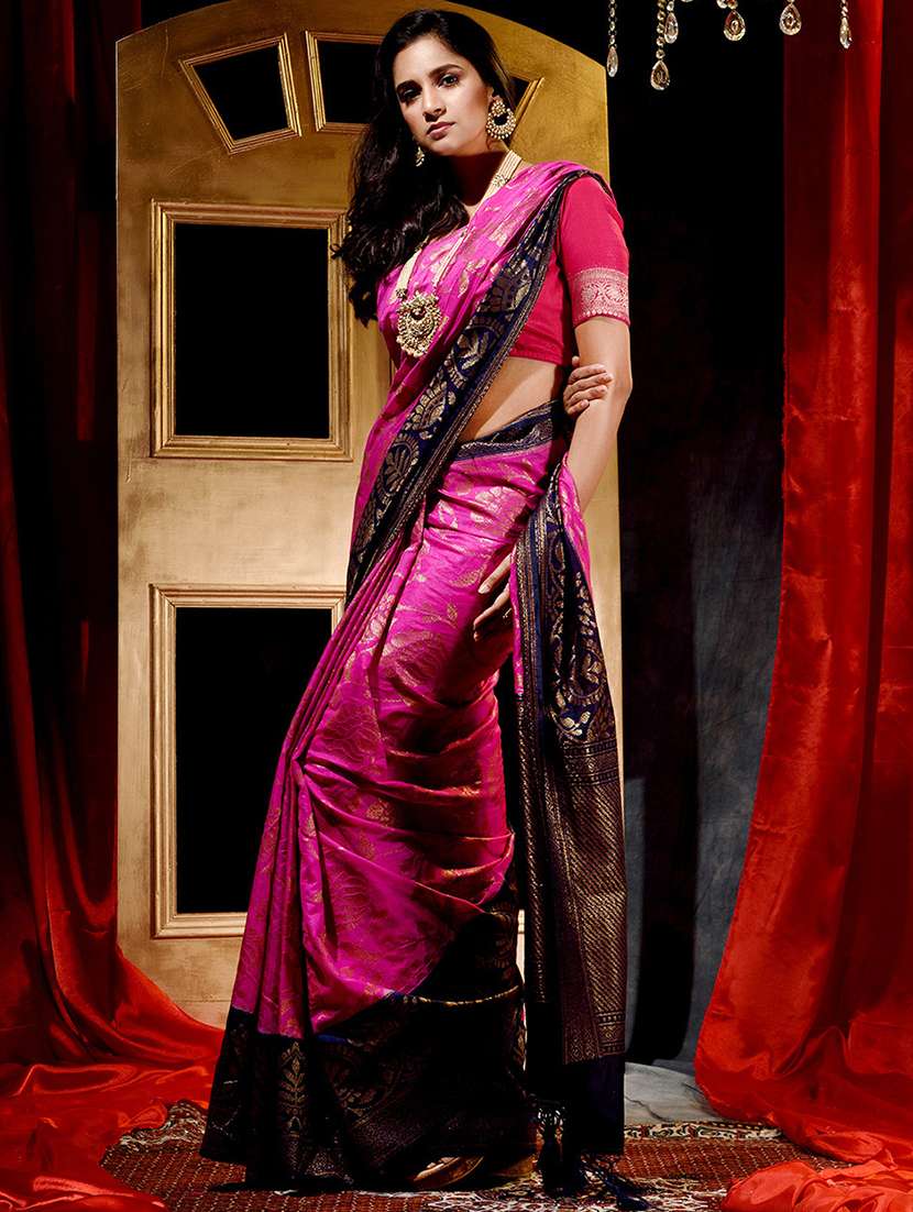 self designed woven saree with blouse