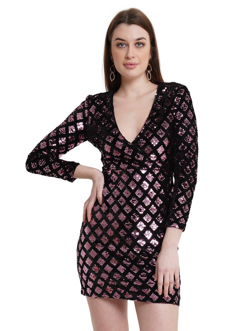v-neck embellished bodycon dress - 18378521 -  Zoom Image - 0