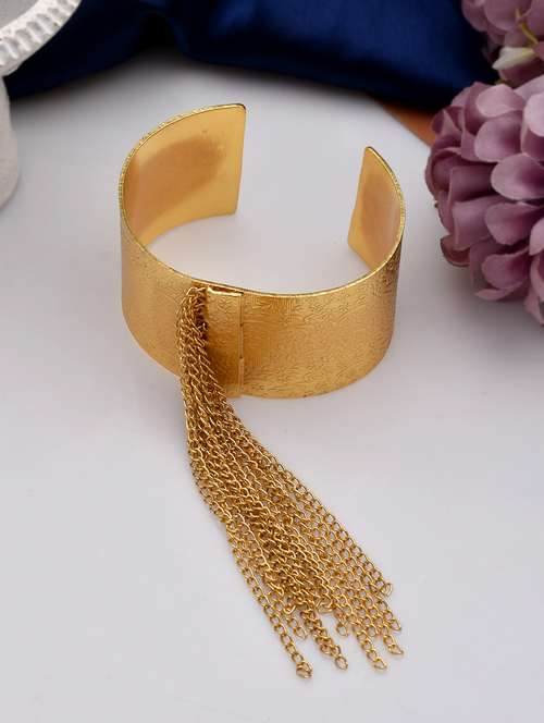 gold plated trendy statement handcuff - 18378531 -  Standard Image - 0