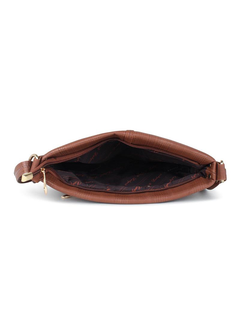 brown textured regular sling bag - 18378667 - Standard Image - 2