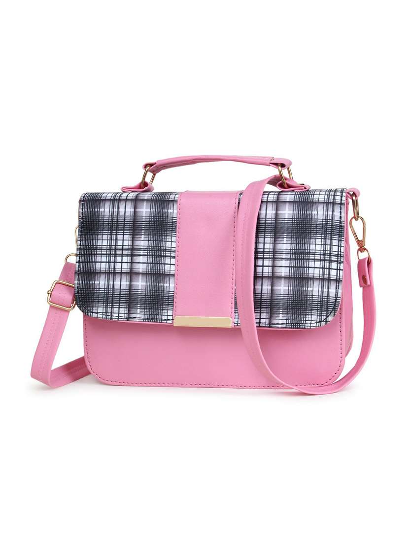 pink printed regular sling bag