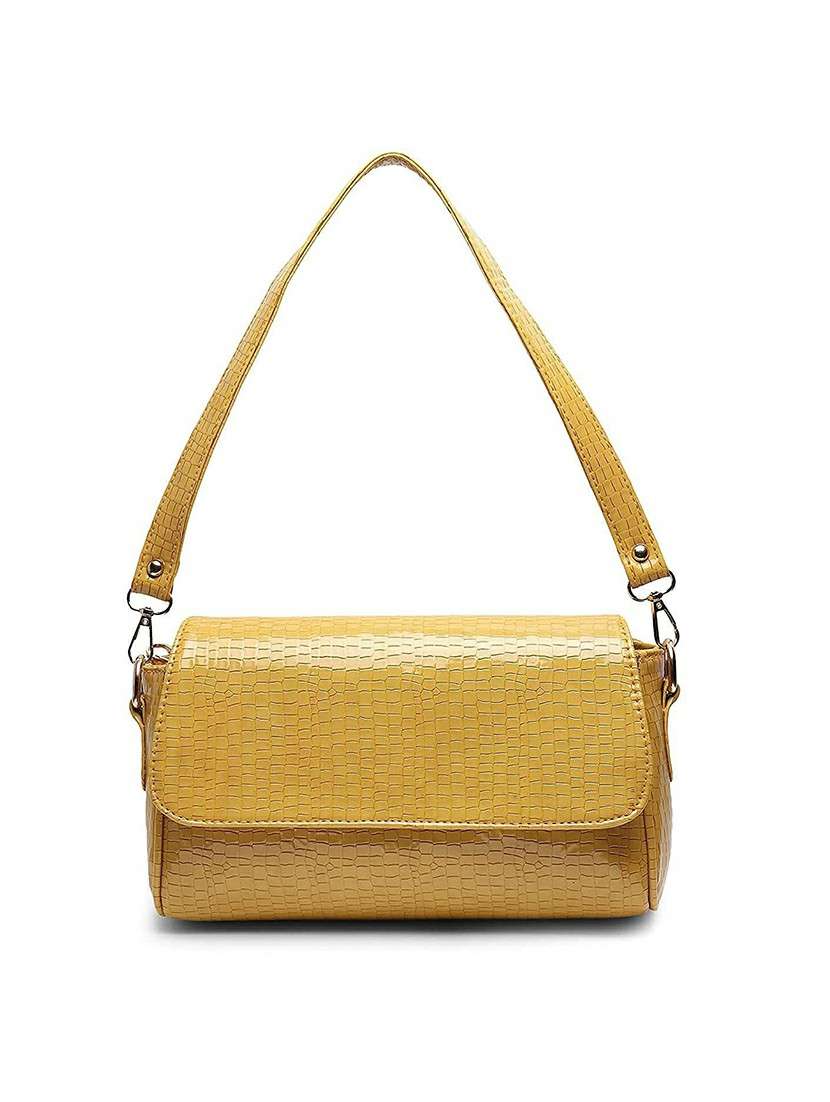 yellow textured regular sling bag