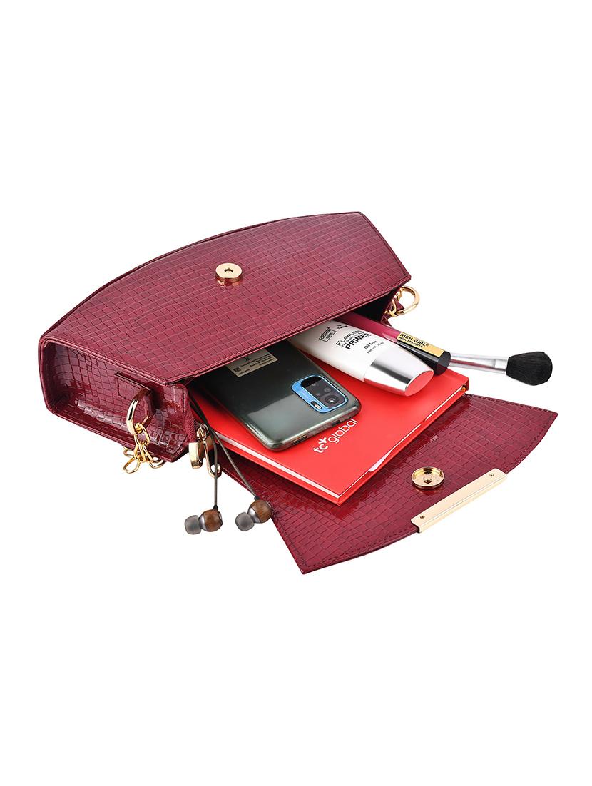 maroon textured regular sling bag - 18378738 - Standard Image - 2