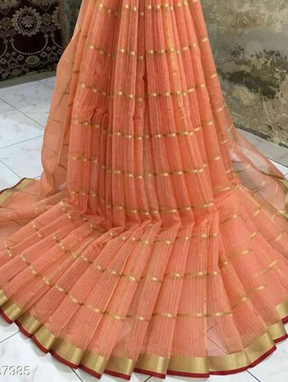 checkered woven saree with blouse - 18378769 - Standard Image - 2