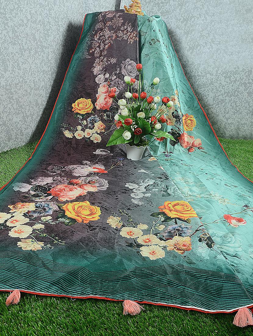 floral printed saree with blouse - 18378771 - Standard Image - 2