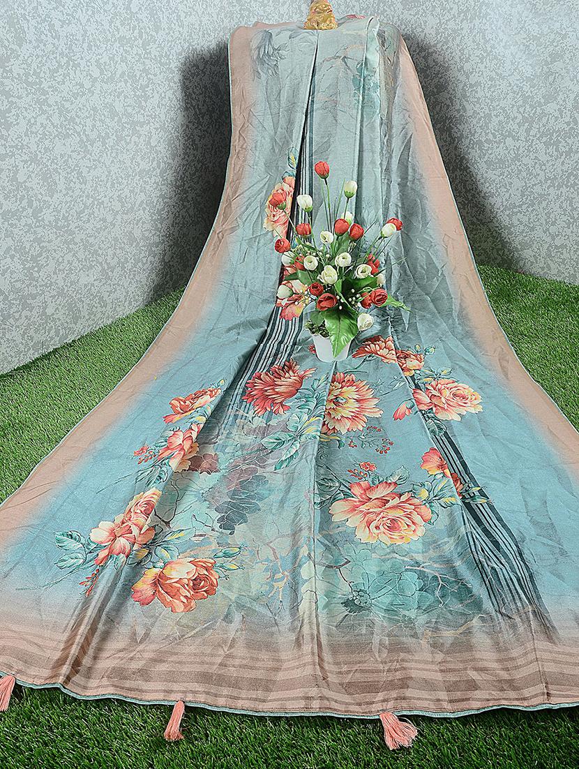 floral printed saree with blouse - 18378823 - Standard Image - 2