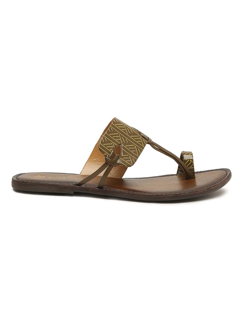 green leather flat forms sandals - 18379732 - Standard Image - 2