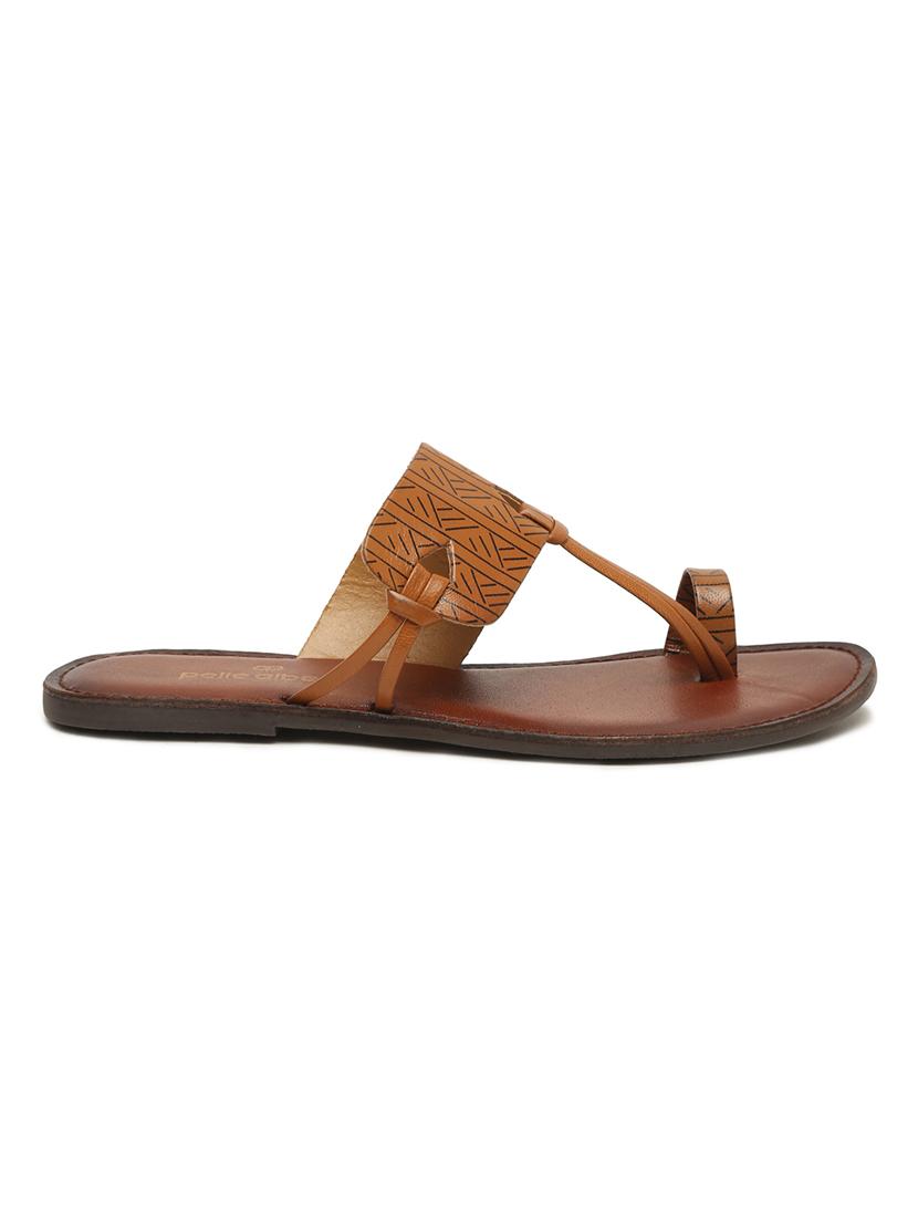 tan leather flat forms sandals - 18379733 - Standard Image - 2