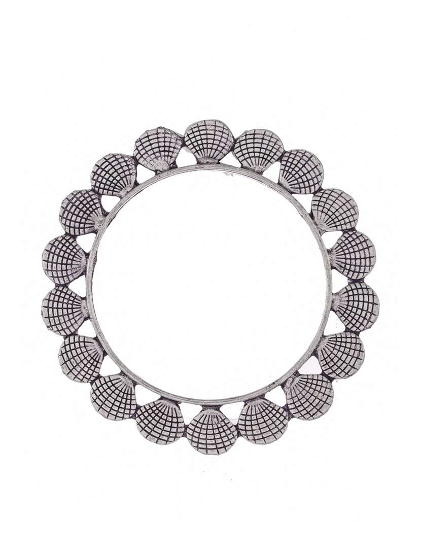 set of 2 silver toned oxidised handcrafted bangles - 18380048 -  Standard Image - 2