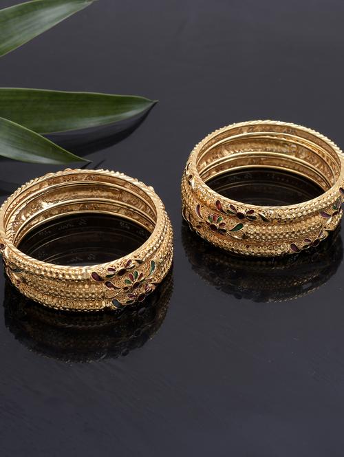 set of 6 meenakari gold plated brass bangles - 18380791 - Standard Image - 0