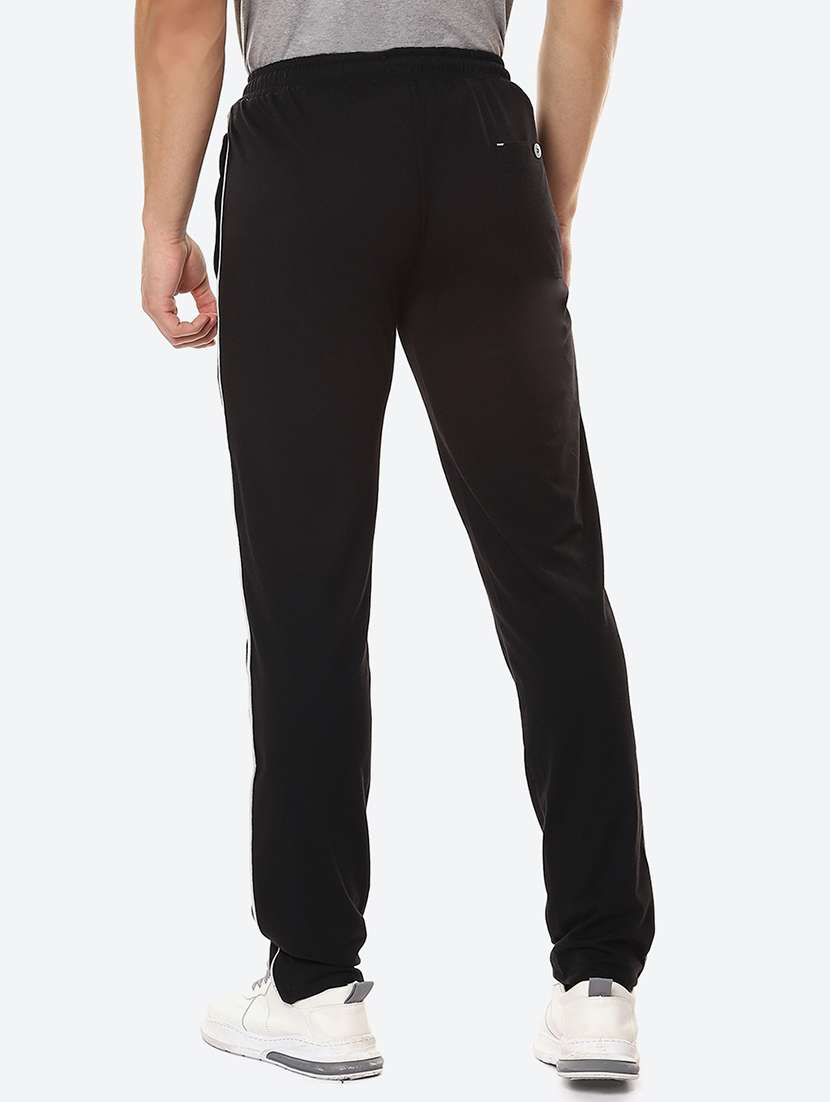 black solid flat front casual trouser - 18380901 - Standard Image - 2