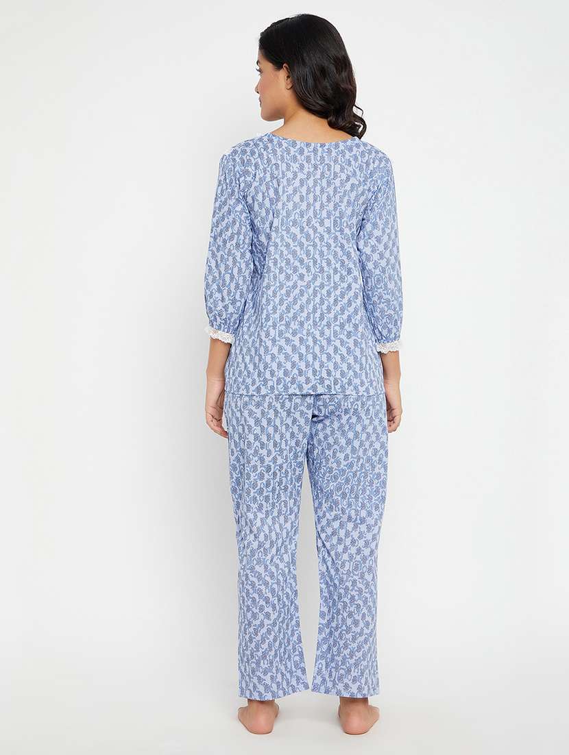 round neck printed nightwear pajama set  - 18380980 -  Standard Image - 2