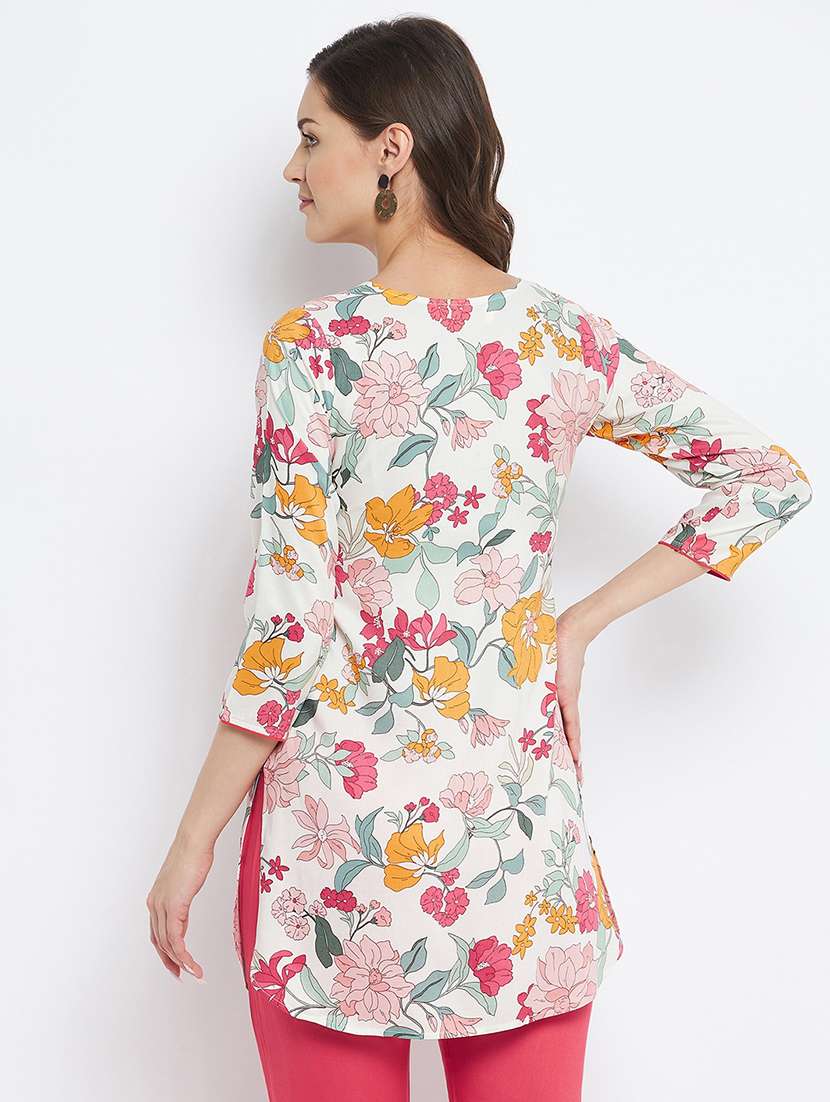 multi colored floral straight kurti - 18381047 -  Standard Image - 2