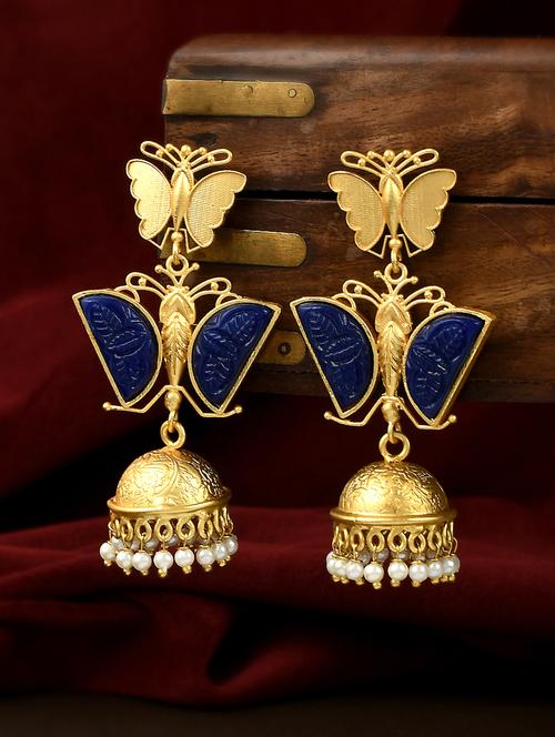 blue brass drop earring - 18381094 -  Standard Image - 0