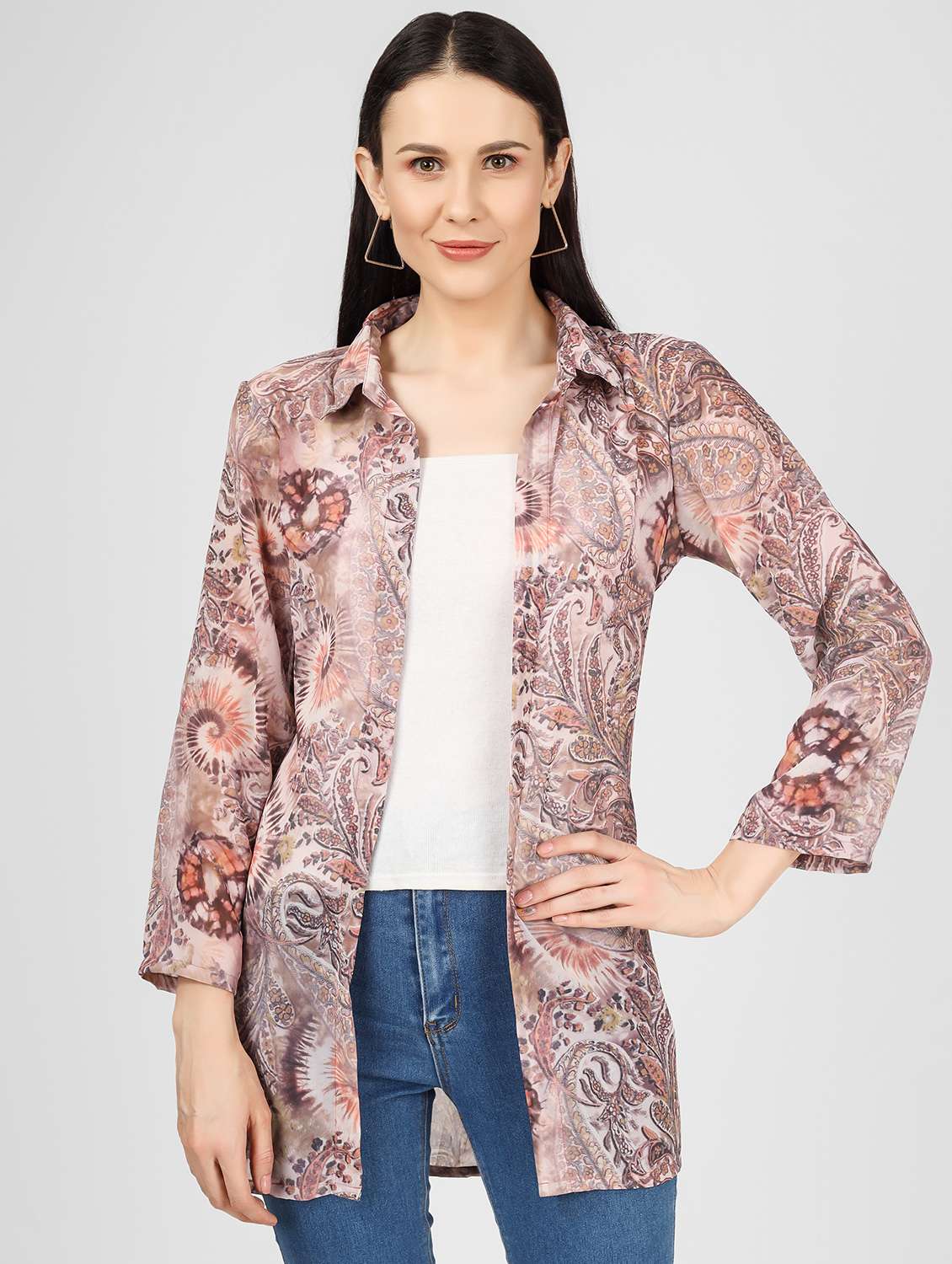 shirt collar printed regular shrug