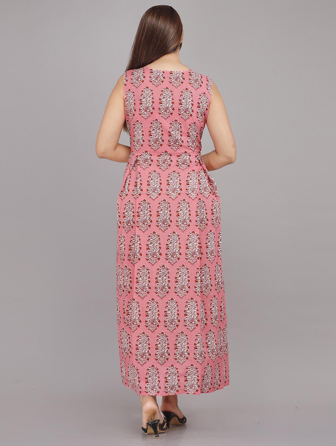 pink printed a-line kurta - 18381321 - Standard Image - 2