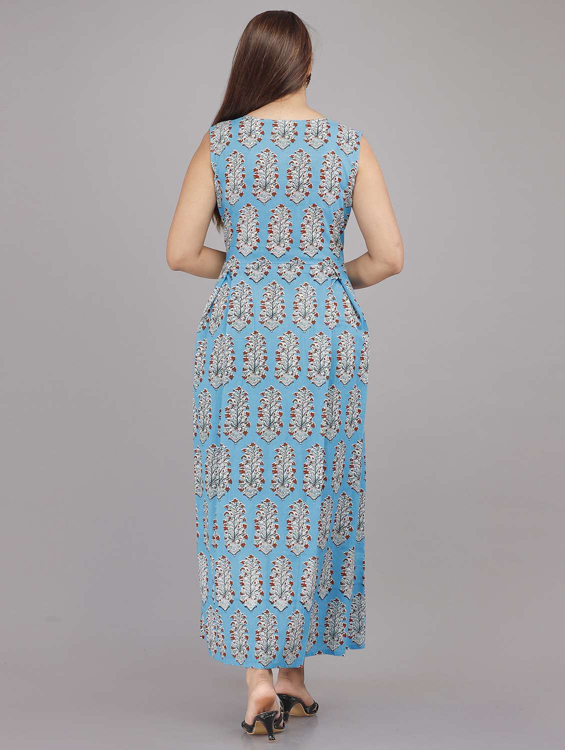 blue printed a-line kurta - 18381323 - Standard Image - 2