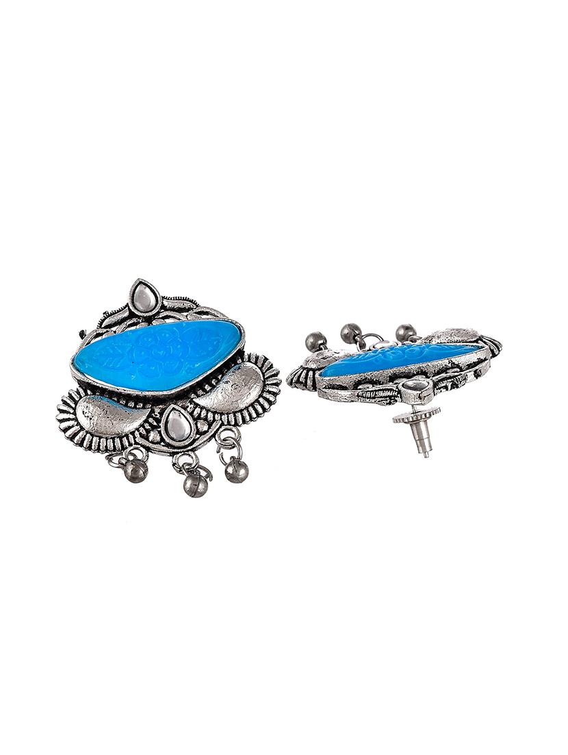 blue brass studs earring - 18381354 - Standard Image - 2