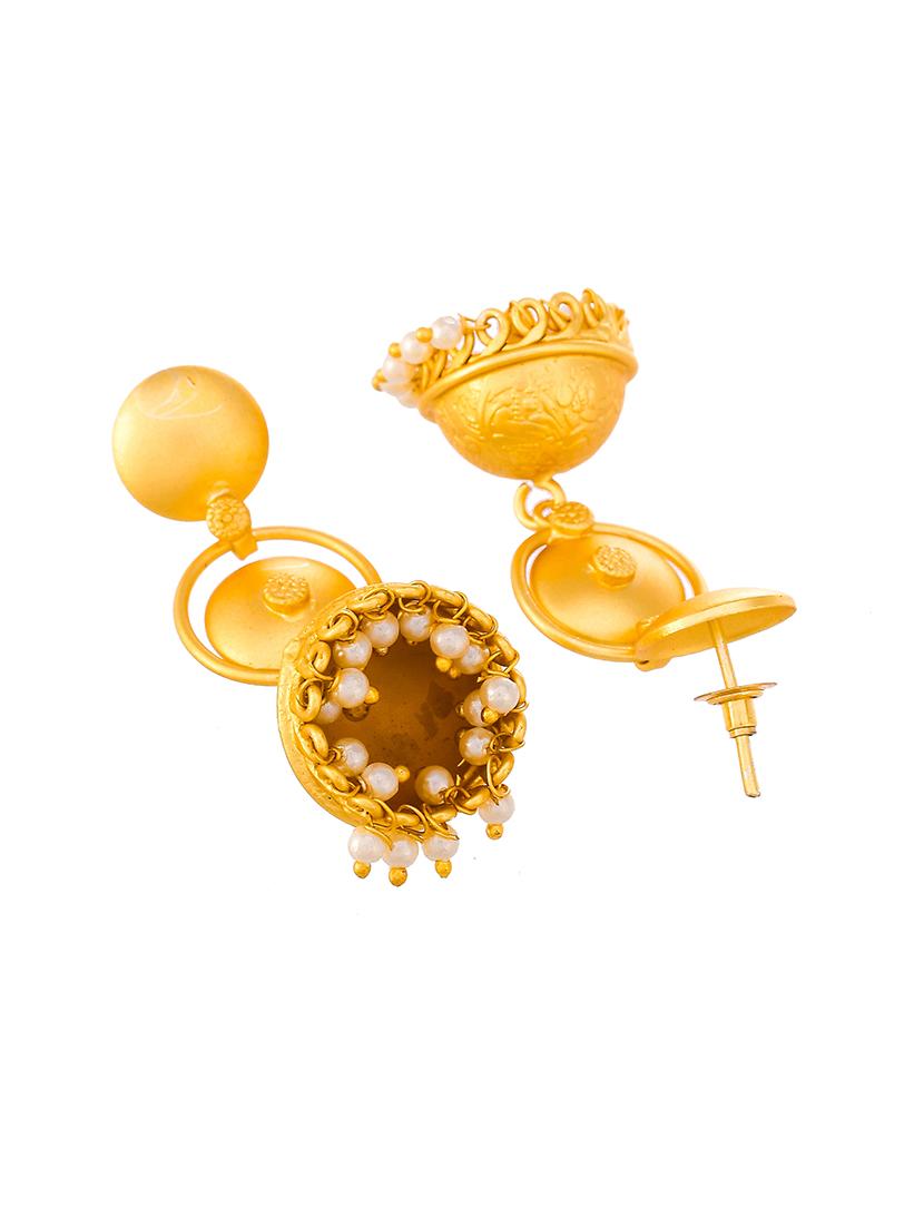 gold brass jhumka earring - 18381356 - Standard Image - 2