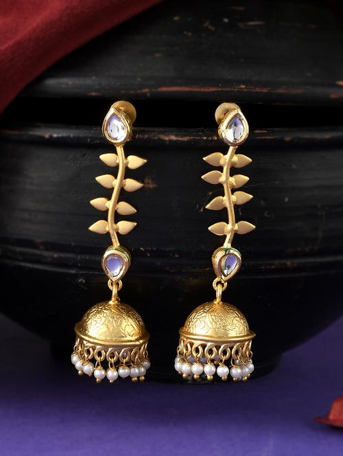 gold brass jhumka earring - 18381361 -  Standard Image - 0