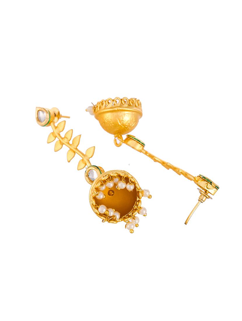 gold brass jhumka earring - 18381361 - Standard Image - 2