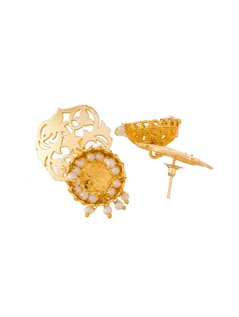 gold brass jhumka earring - 18381375 - Standard Image - 2