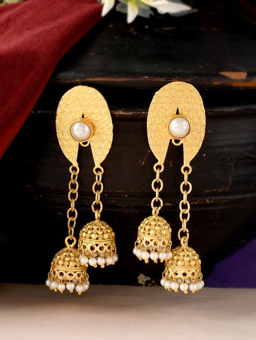 gold brass drop earring - 18381379 - Standard Image - 0