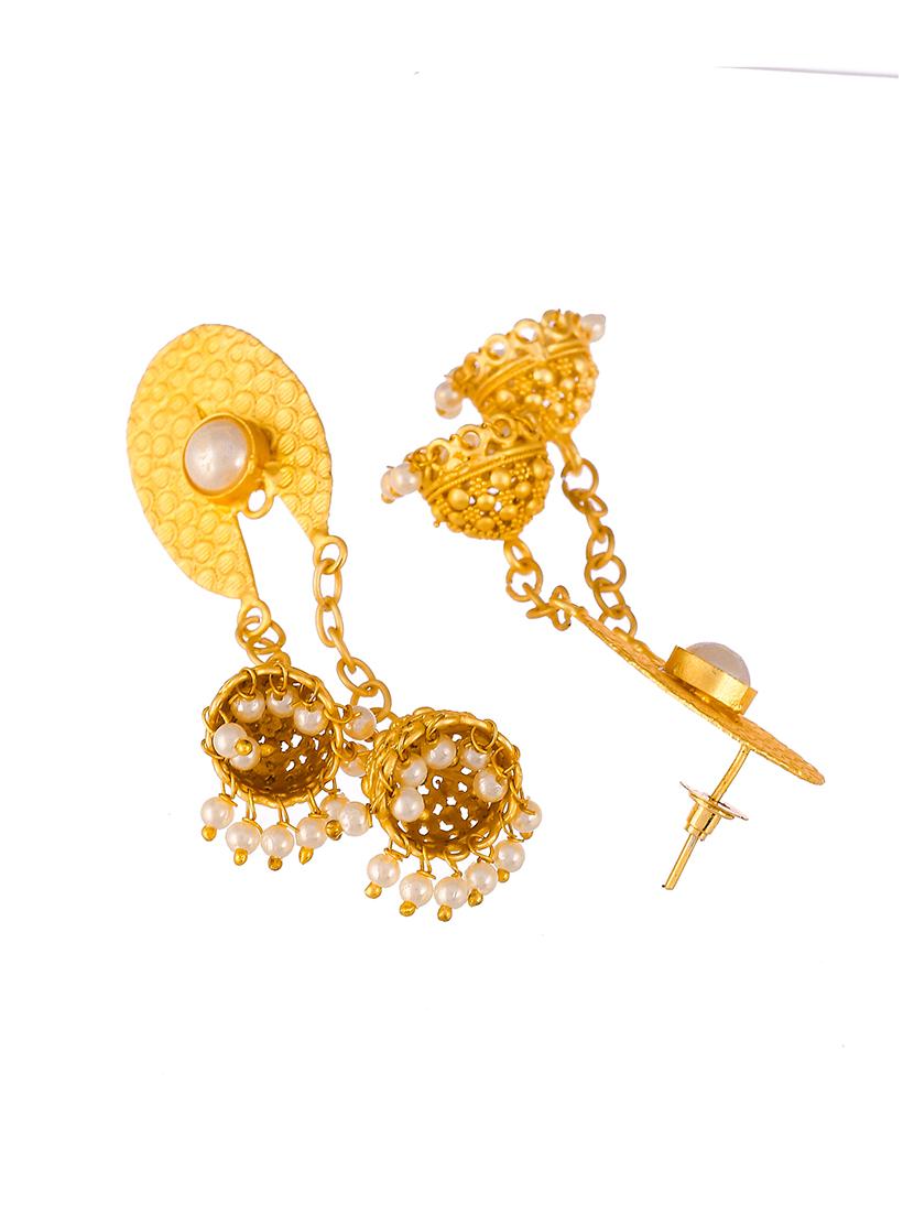 gold brass drop earring - 18381379 - Standard Image - 2