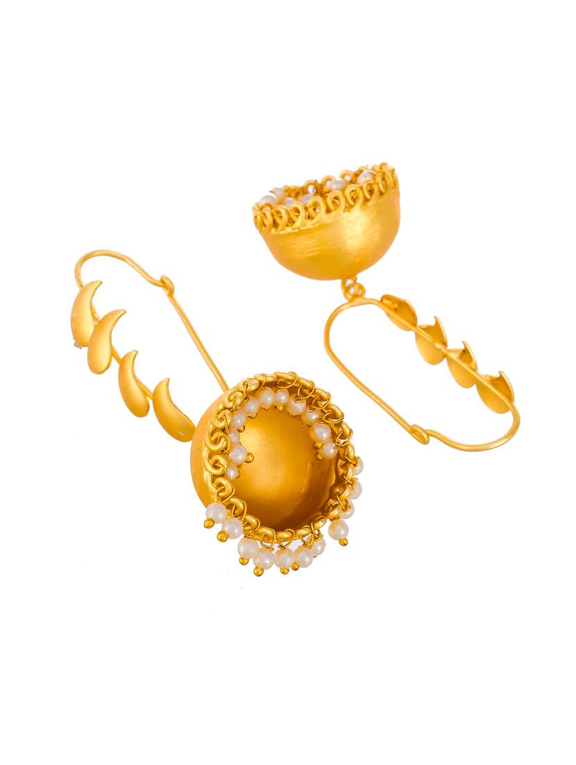 gold brass jhumka earring - 18381387 -  Standard Image - 2