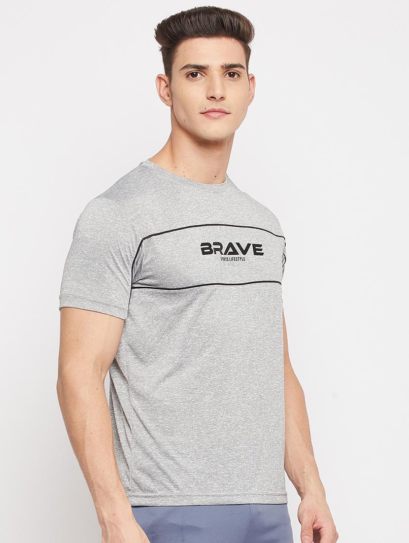grey chest-printed t-shirt - 18381397 - Standard Image - 2