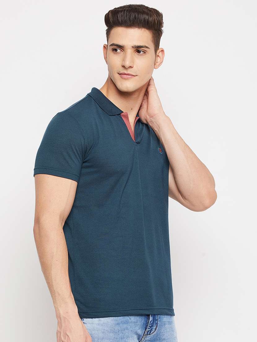 navy-blue solid polo t-shirt - 18381427 - Standard Image - 2