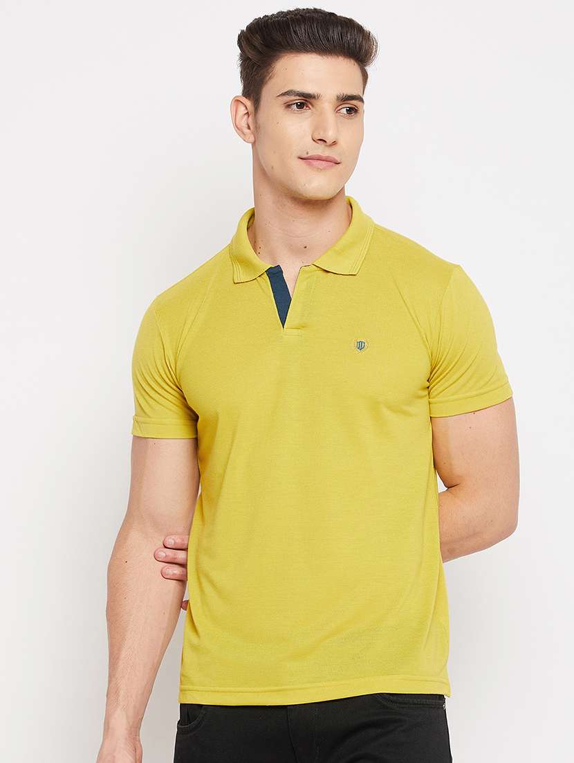 yellow solid polo t-shirt - 18381428 - Standard Image - 2