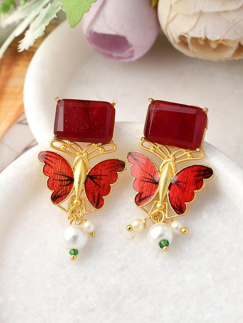 red brass drop earring - 18381783 - Standard Image - 0
