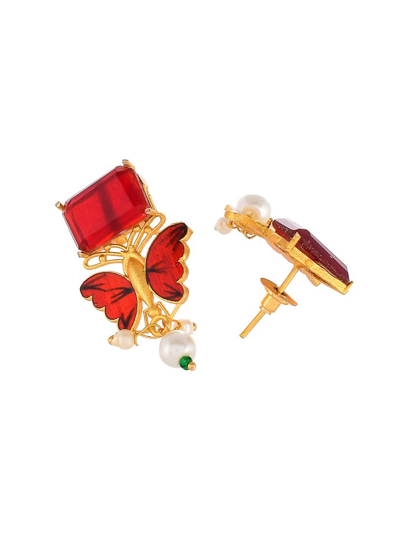 red brass drop earring - 18381783 - Standard Image - 2