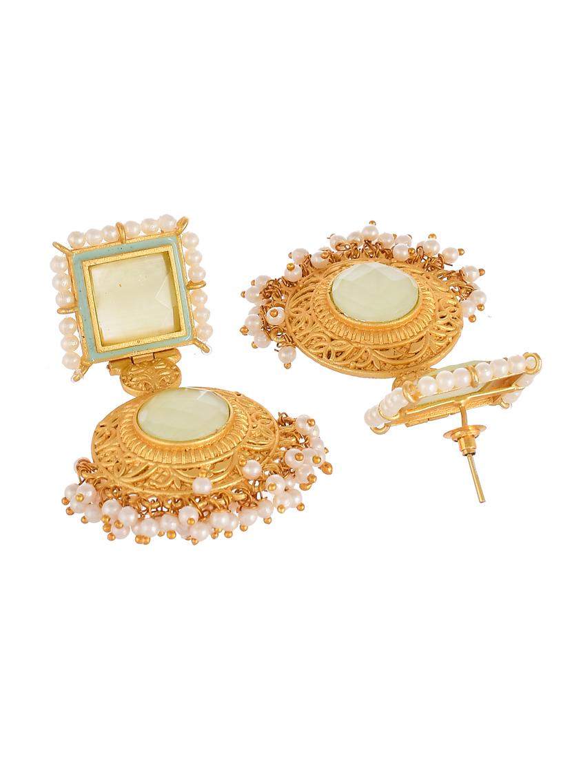 green brass drop earring - 18381792 - Standard Image - 2
