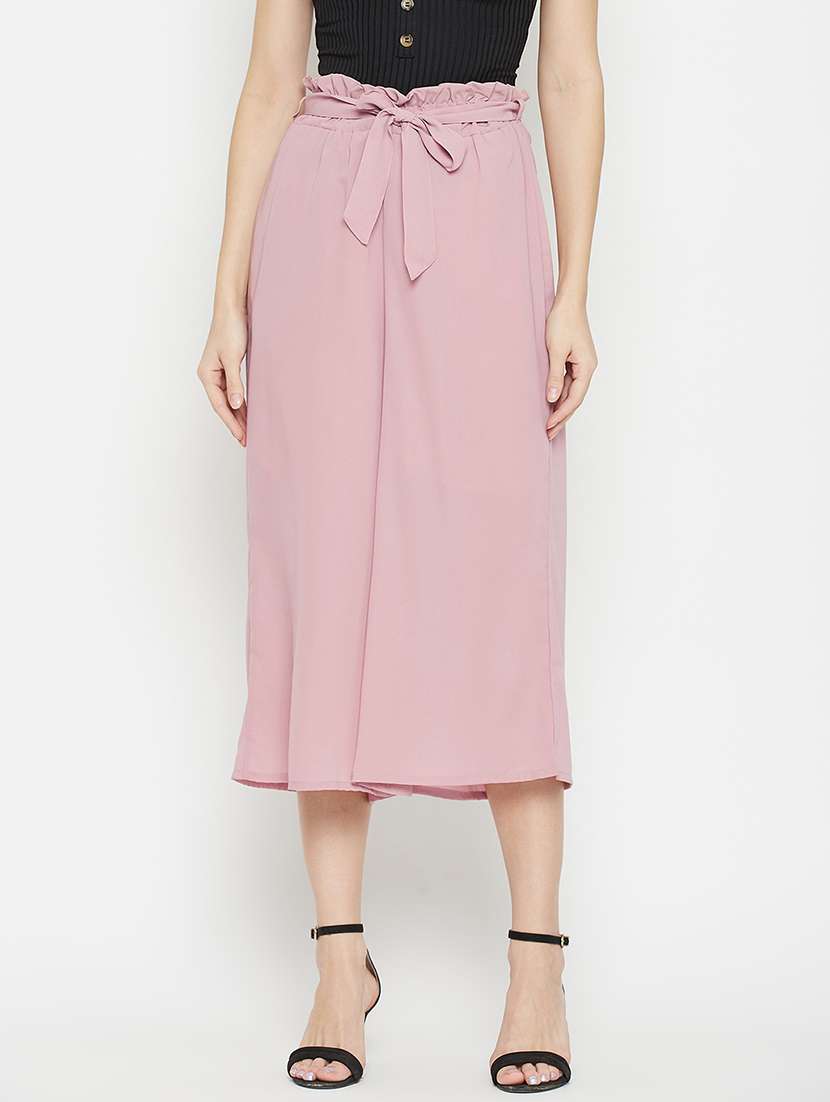 mid rise solid flared palazzo