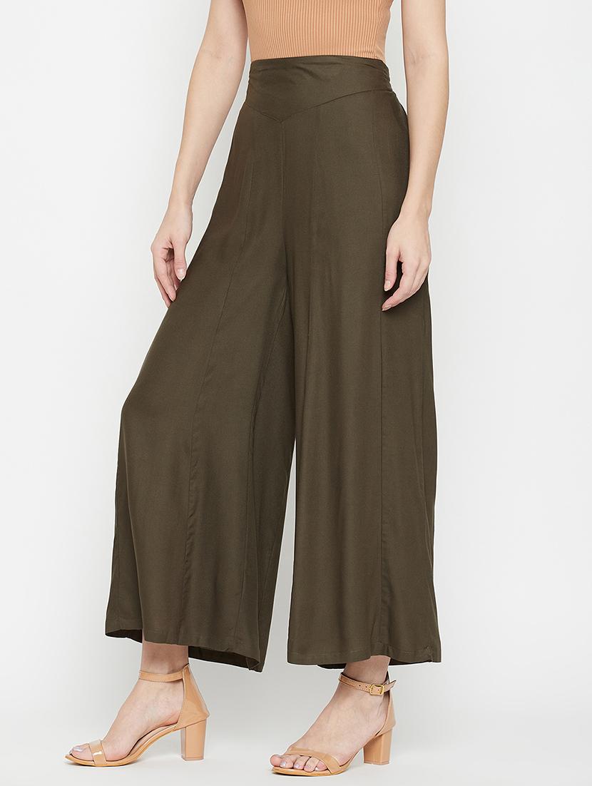 mid rise solid flared palazzo - 18381801 - Standard Image - 2