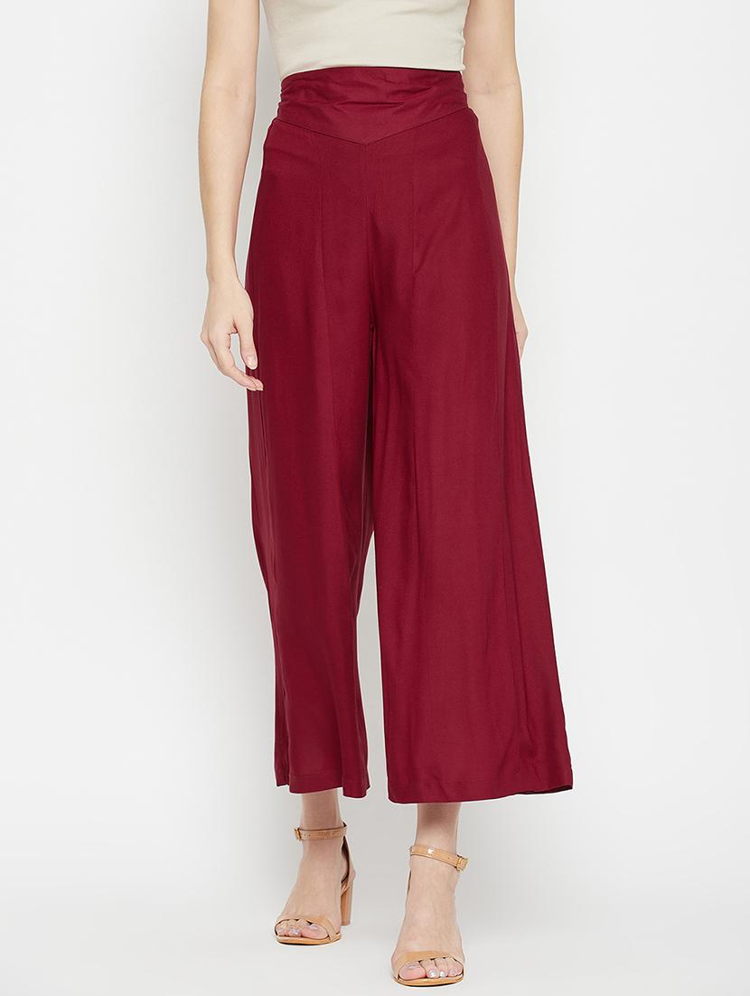 mid rise solid flared palazzo - 18381802 - Zoom Image - 0
