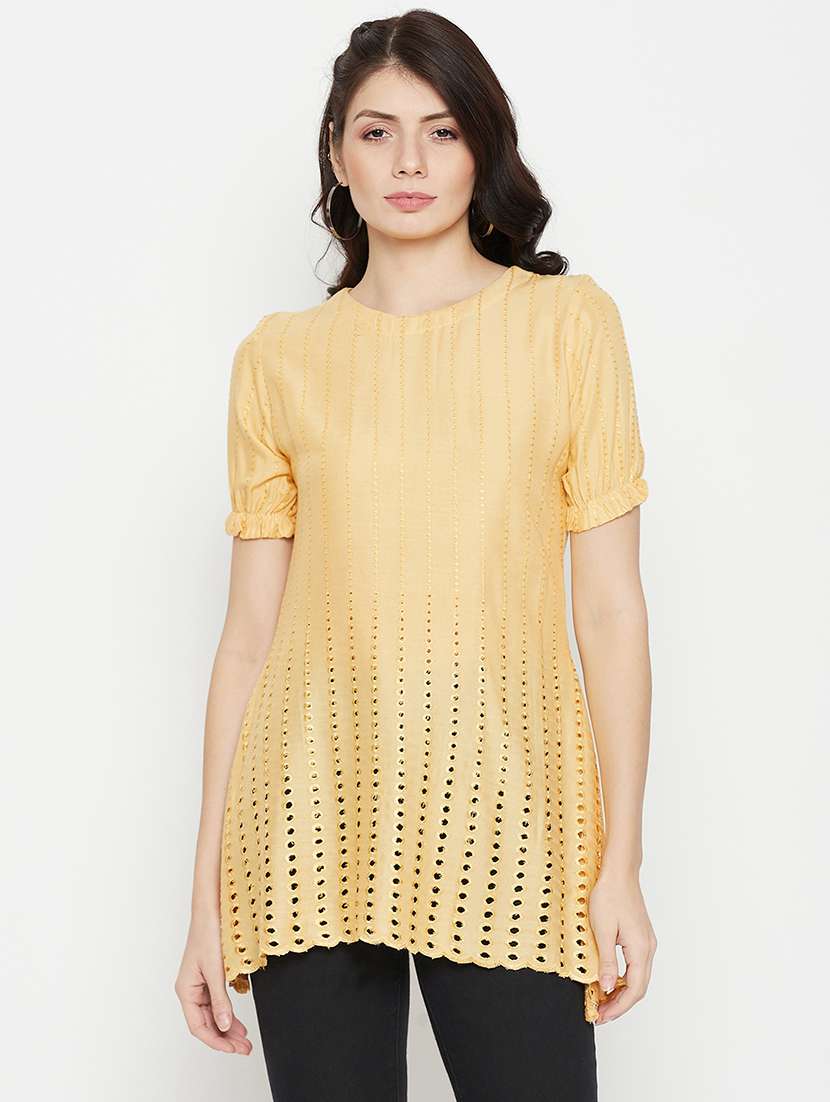 round neck self designed asymmetric top