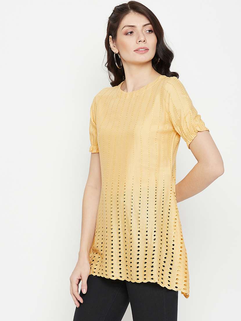 round neck self designed asymmetric top - 18381810 -  Standard Image - 2