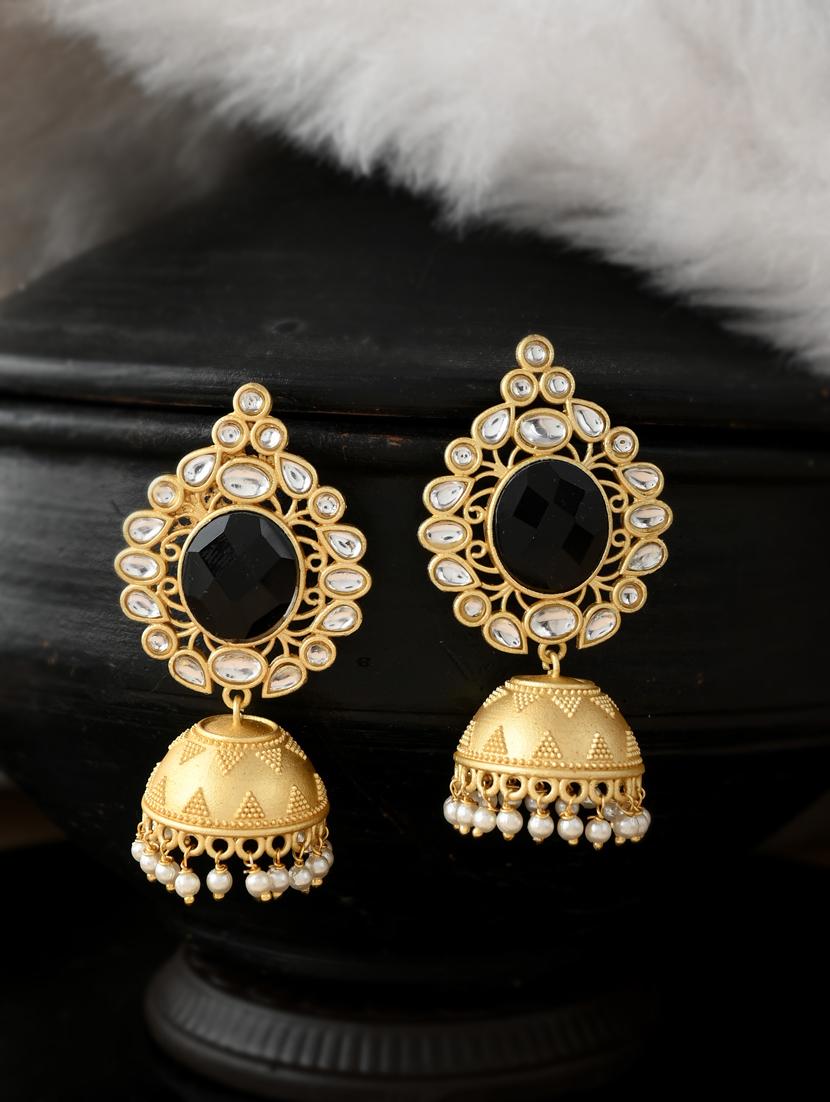 gold brass jhumka earring - 18381818 - Zoom Image - 0