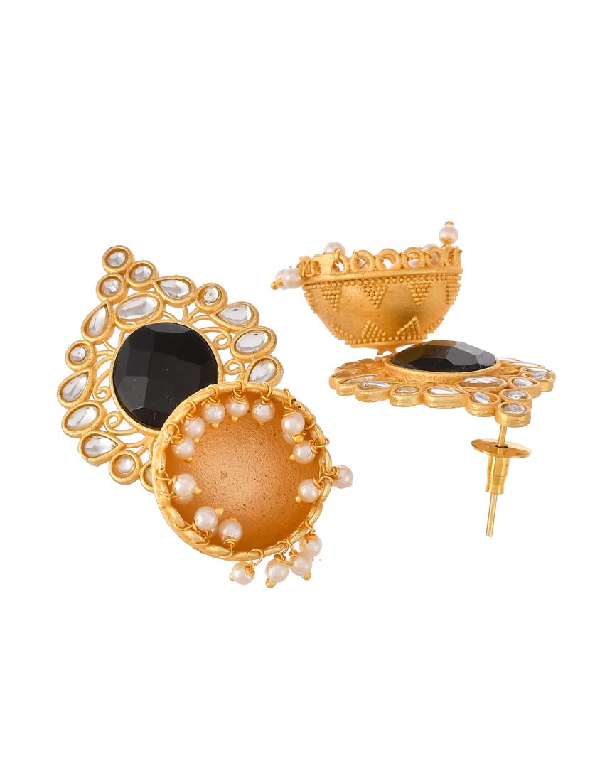 gold brass jhumka earring - 18381818 - Standard Image - 2