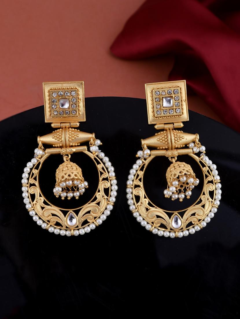gold brass drop earring - 18381835 -  Zoom Image - 0