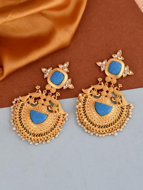 blue brass drop earring - 18381837 -  Standard Image - 0